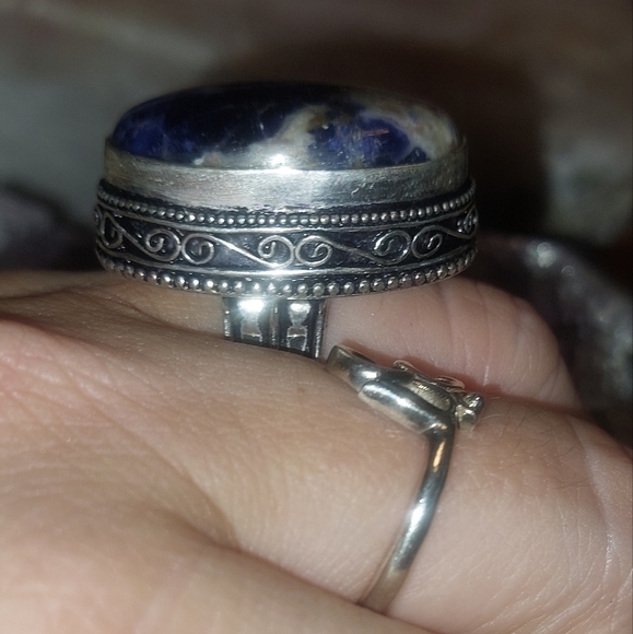 Sodalite High Bezel Ring Size 8 - Picture 5 of 7